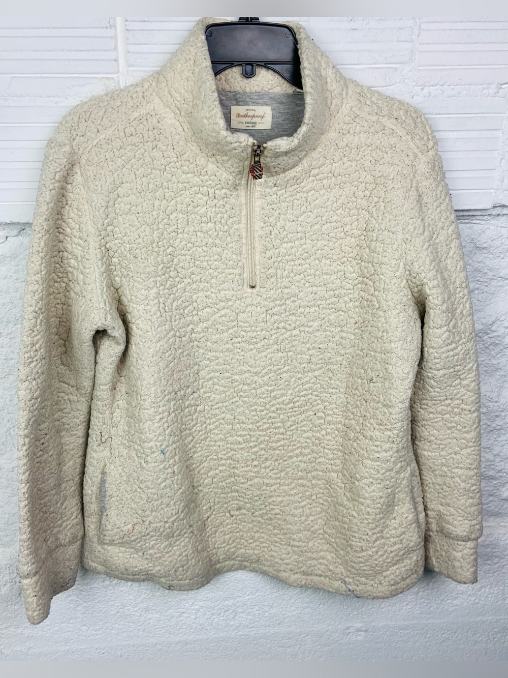Weatherproof comfy cozy cream Sherpa half zip Sweater size medium